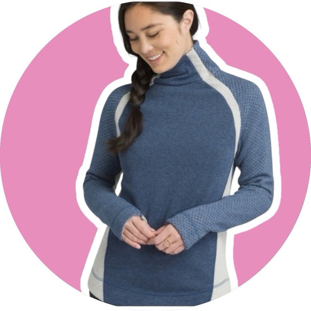 prAna Women's Brandie Wool Blend Pullover Sweater Denim Blue Gray S 2 - Picture 2 of 15